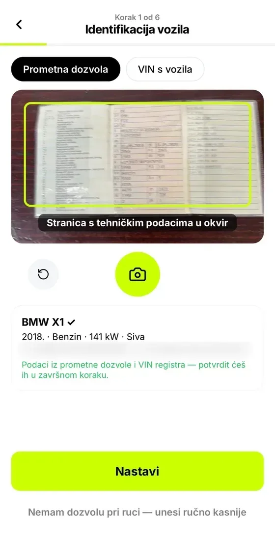 Identifikacija vozila iz prometne dozvole